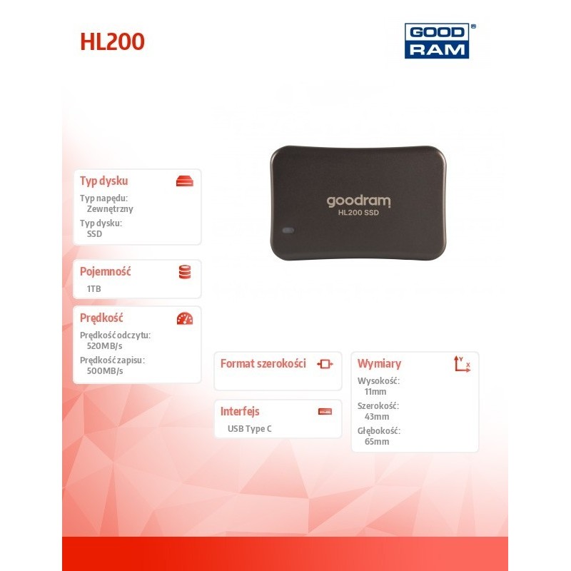 Dysk SSD HL200 1TB USB-C 3.2 Gen2 Dysk SSD HL200 1TB USB-C 3.2 Gen2