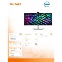 Monitor P3426WEB 34 cale IPS Zakrzywiony WQHD (3440x1440)/21:9/HDMI/DP/4xUSB/2xUSB-C/RJ45/Kamera/Głośniki/3Y
