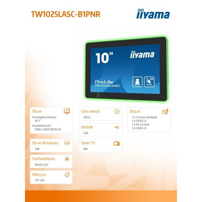 Monitor 10 cali TW1025ALASC B1PNR,10 punktów dotykowych IPS WiFi Monitor 10 cali TW1025ALASC B1PNR,10 punktów dotykowych IPS WiFi