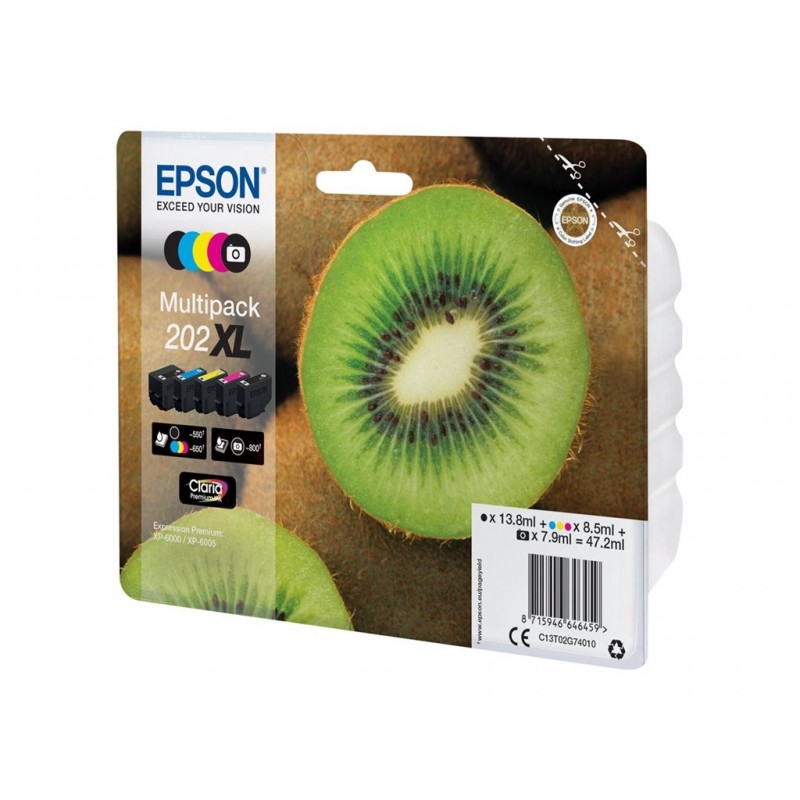 EPSON C13T02G74010 Tusz Epson Kiwi Multipack 202XL CMYK+photo black Claria Premium EPSON C13T02G74010 Tusz Epson Kiwi Multipack 202XL CMYK+photo black Claria Premium