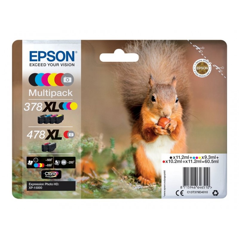 EPSON C13T379D4010 Tusz Epson Multipack 6-colors 378XL+478XL Claria photo HD EPSON C13T379D4010 Tusz Epson Multipack 6-colors 378XL+478XL Claria photo HD