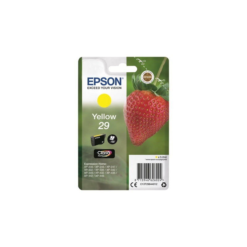 EPSON C13T29844012 Tusz Epson Singlepack yellow 29 Claria Home 3,2 ml EPSON C13T29844012 Tusz Epson Singlepack yellow 29 Claria Home 3,2 ml