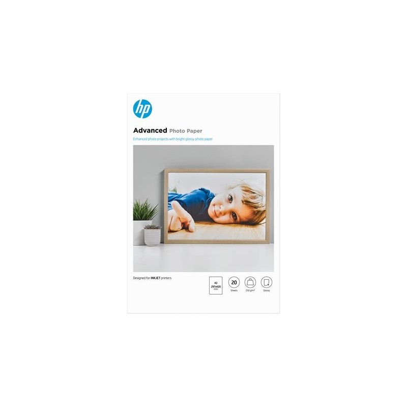 HP Advanced glossy photo paper white inkjet 250g/m2 A3 20 sheets 1-pack