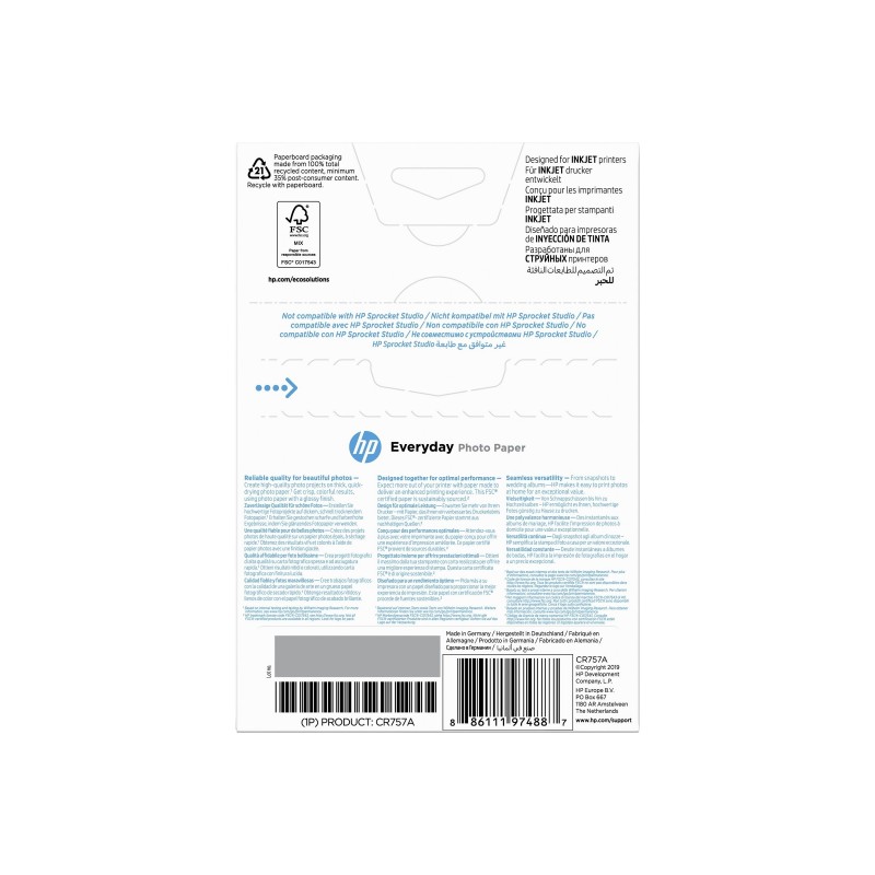 HP Everyday Glossy photo paper white 200g/m2 100x150mm 100 sheets 1-pack