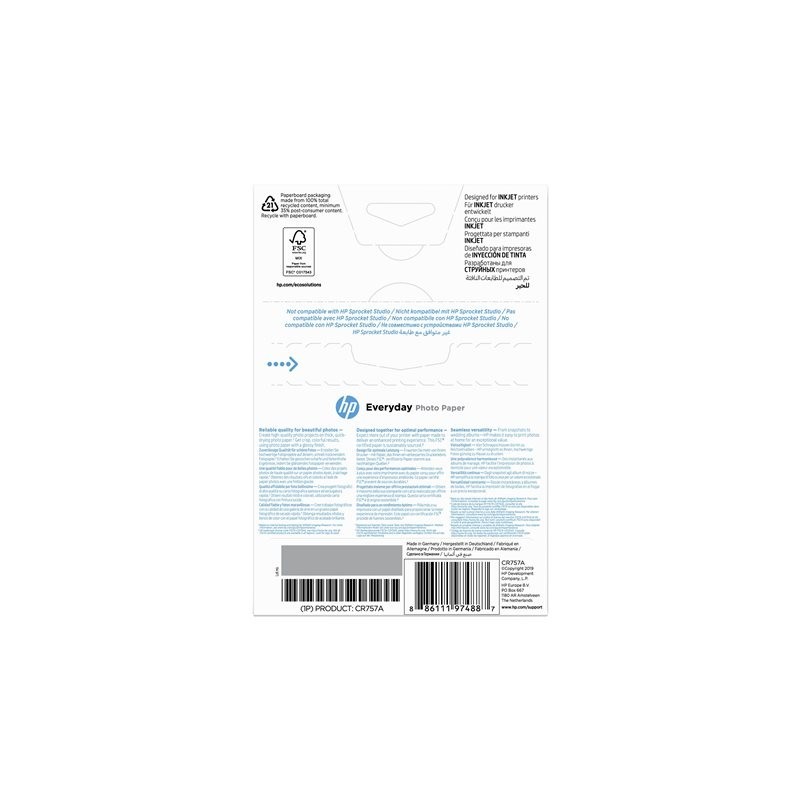 HP Everyday Glossy photo paper white 200g/m2 100x150mm 100 sheets 1-pack