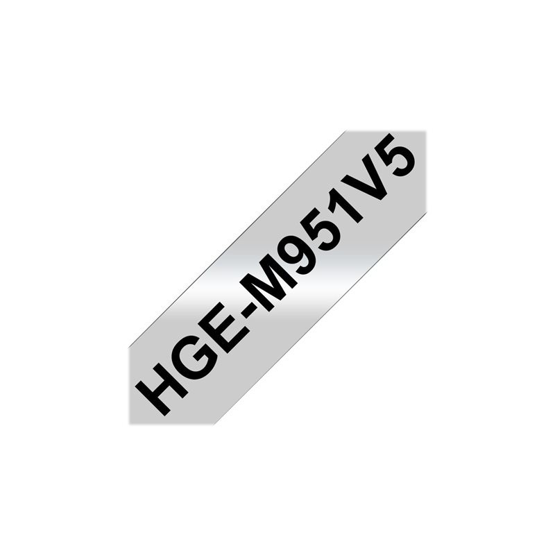 BROTHER HGEM951V5 Taśma Brother 24mm Black/Matt Silver (5 sztuk) High Grade Tape