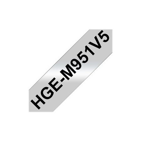 BROTHER HGEM951V5 Taśma Brother 24mm Black/Matt Silver (5 sztuk) High Grade Tape