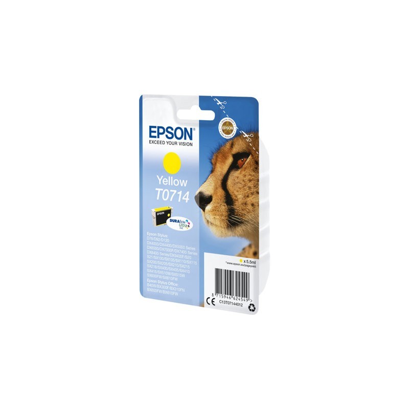 EPSON C13T07144012 Tusz Epson T0714 yellow DURABrite Stylus D78/92/120/DX4000/4050/4400/4450/5000 EPSON C13T07144012 Tusz Epson T0714 yellow DURABrite Stylus D78/92/120/DX4000/4050/4400/4450/5000