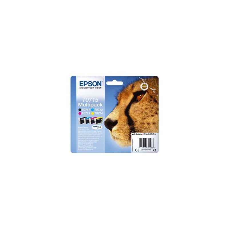 EPSON C13T07154012 Zestaw Epson T0715 CMYK MultiPack DURABrite Stylus D78/92/120/120 Network E...