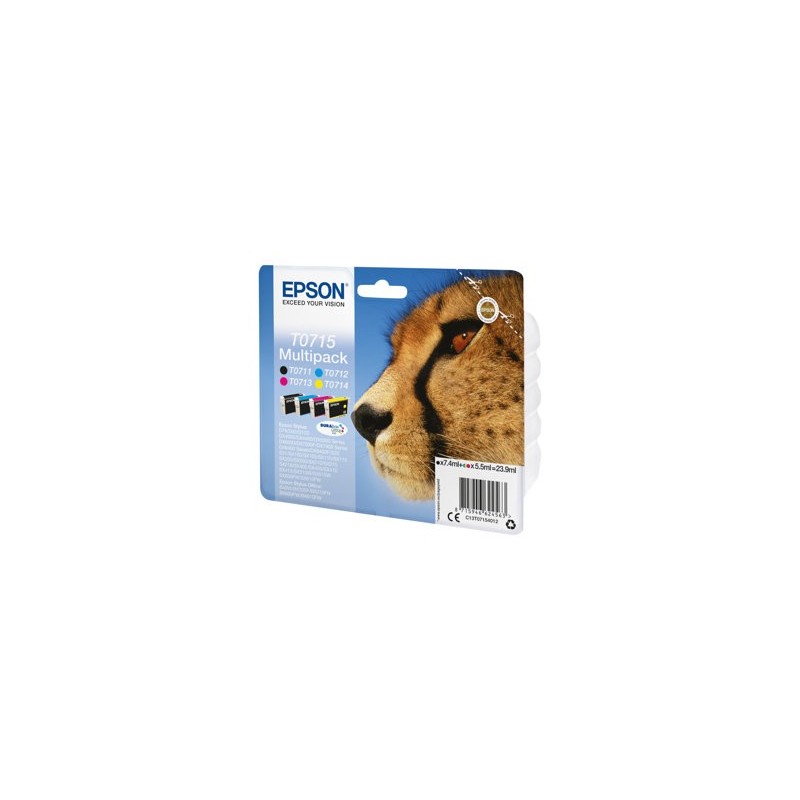 EPSON C13T07154012 Zestaw Epson T0715 CMYK MultiPack DURABrite Stylus D78/92/120/120 Network E...