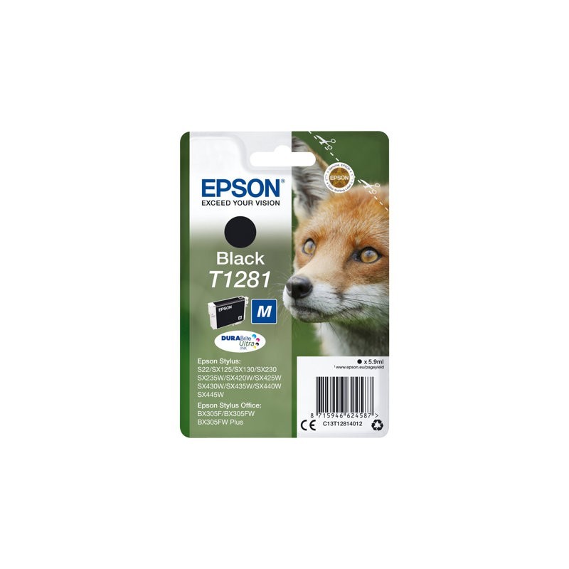 EPSON C13T12814012 Tusz Epson T1281 black Stylus S22/SX125/SX425W/BX305F EPSON C13T12814012 Tusz Epson T1281 black Stylus S22/SX125/SX425W/BX305F