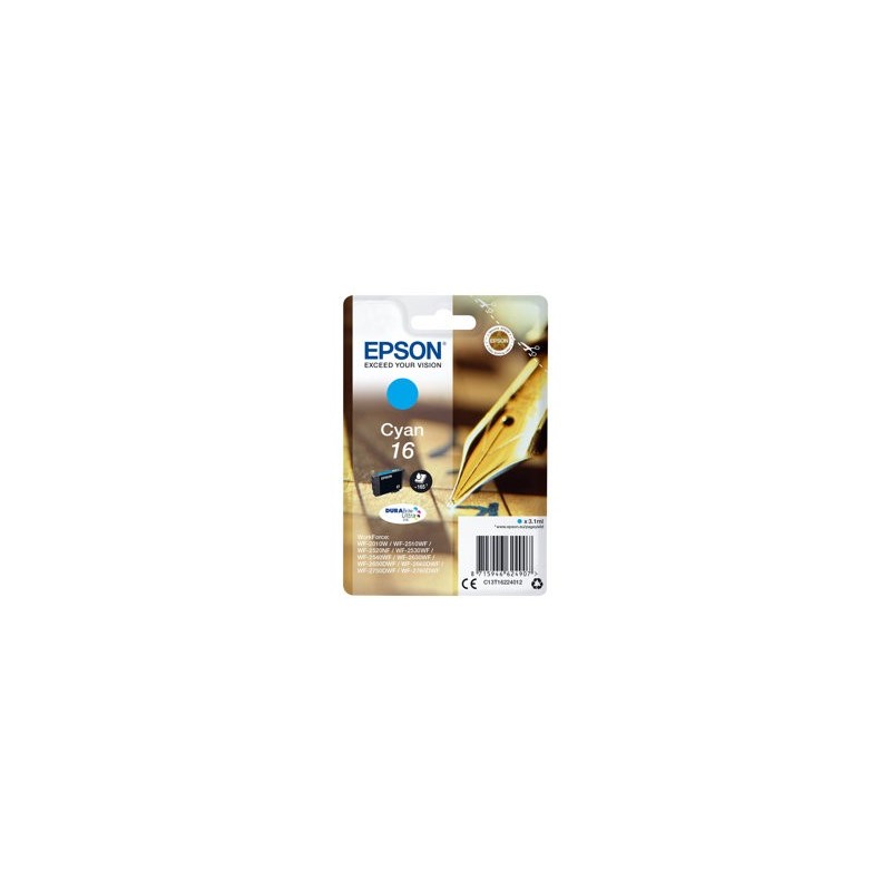 EPSON C13T16224012 Tusz Epson T1622 cyan DURABrite 3,1 ml WF-2010/25x0