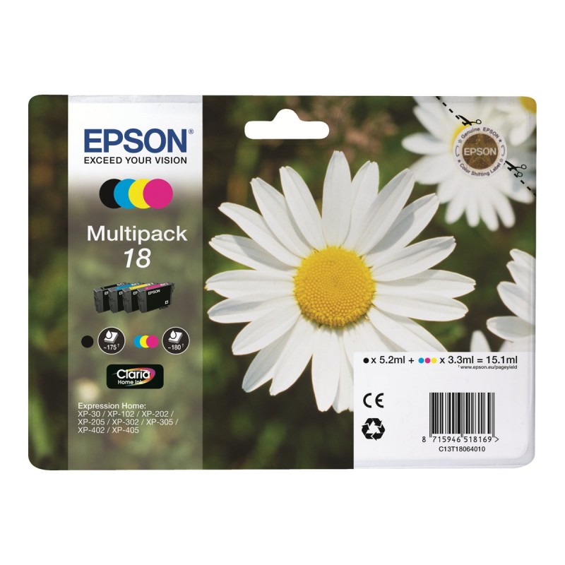 EPSON C13T18064012 Zestaw Epson T1806 CMYK MultiPack XP- 102/202/205/302/305/402/405/405WH
