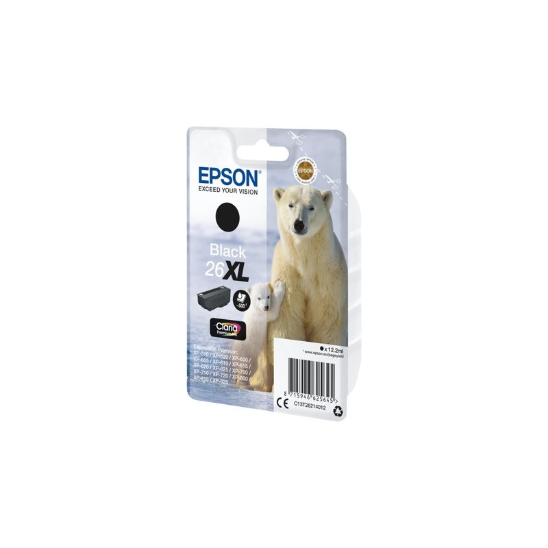 EPSON C13T26214012 Tusz Epson T2621 XL black Claria 12,2 ml XP-600/700/800
