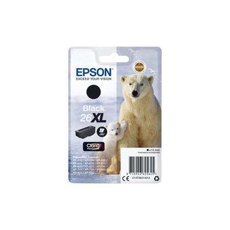 EPSON C13T26214012 Tusz Epson T2621 XL black Claria 12,2 ml XP-600/700/800