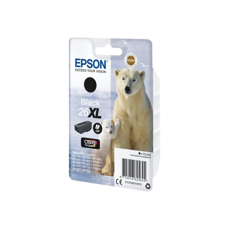 EPSON C13T26214012 Tusz Epson T2621 XL black Claria 12,2 ml XP-600/700/800