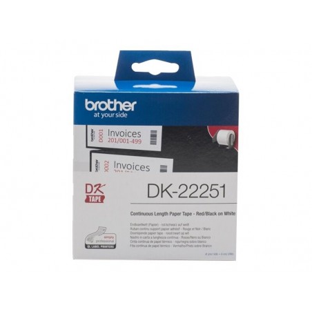 BROTHER DK22251 Taśma Brother Continuous Paper roll 62mm Black & Red on white
