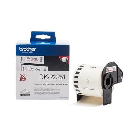 BROTHER DK22251 Taśma Brother Continuous Paper roll 62mm Black & Red on white