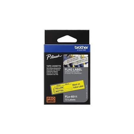 BROTHER FLE6511 21MMX45MM BLCK ON YELL FLAG TAPE