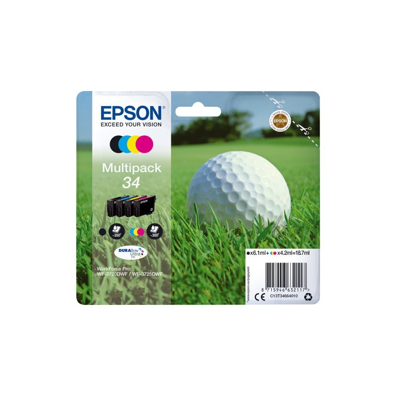 EPSON C13T34664010 Tusz EPSON Golf ball Multipack 34 4-colors DURABrite Ultra 18,7 ml