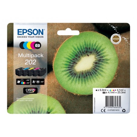 EPSON C13T02E74010 Tusz Epson Kiwi Multipack 202 CMYK+photo black Claria Premium