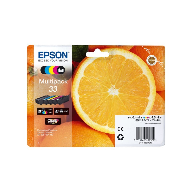 EPSON C13T33374011 Tusz Epson Premium Multipack Epson 4-color Claria 33 EPSON C13T33374011 Tusz Epson Premium Multipack Epson 4-color Claria 33