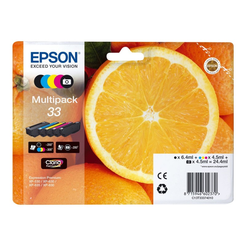 EPSON C13T33374011 Tusz Epson Premium Multipack Epson 4-color Claria 33 EPSON C13T33374011 Tusz Epson Premium Multipack Epson 4-color Claria 33