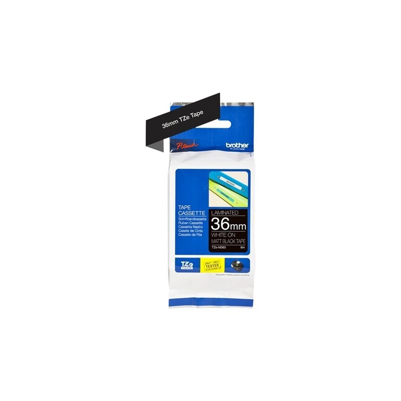 BROTHER TZeM365 tape white on blank black surface 36mm