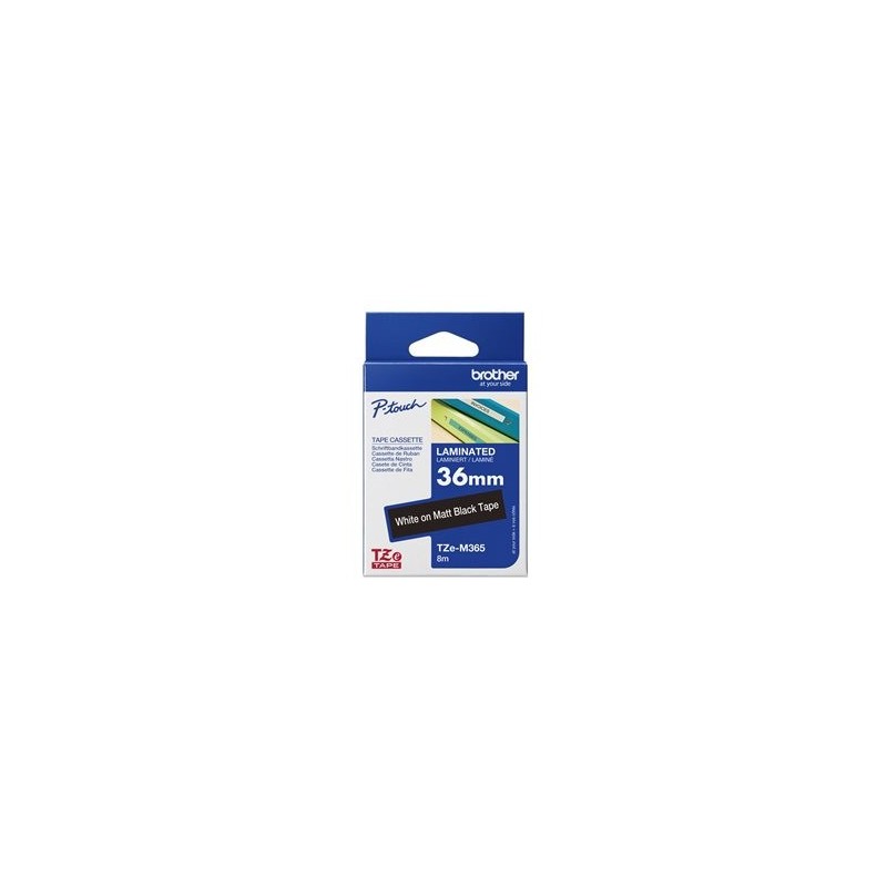 BROTHER TZeM365 tape white on blank black surface 36mm