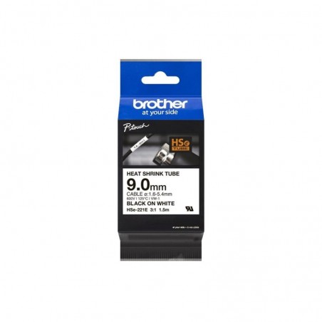 BROTHER Heat Shrink Tube Black on White 9.0mm