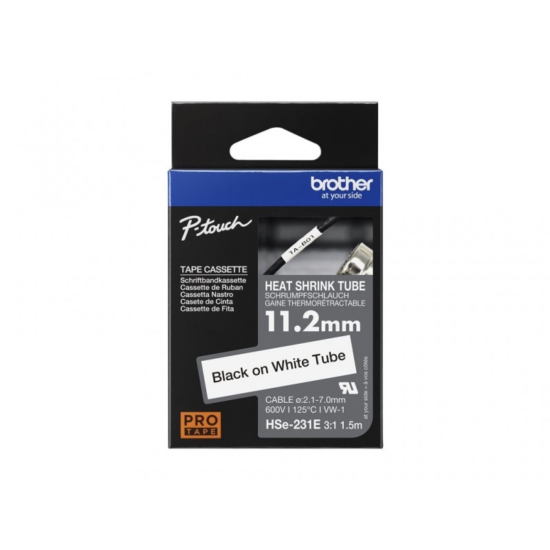 BROTHER Heat Shrink Tube Black on White 11.2mm