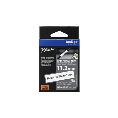 BROTHER Heat Shrink Tube Black on White 11.2mm