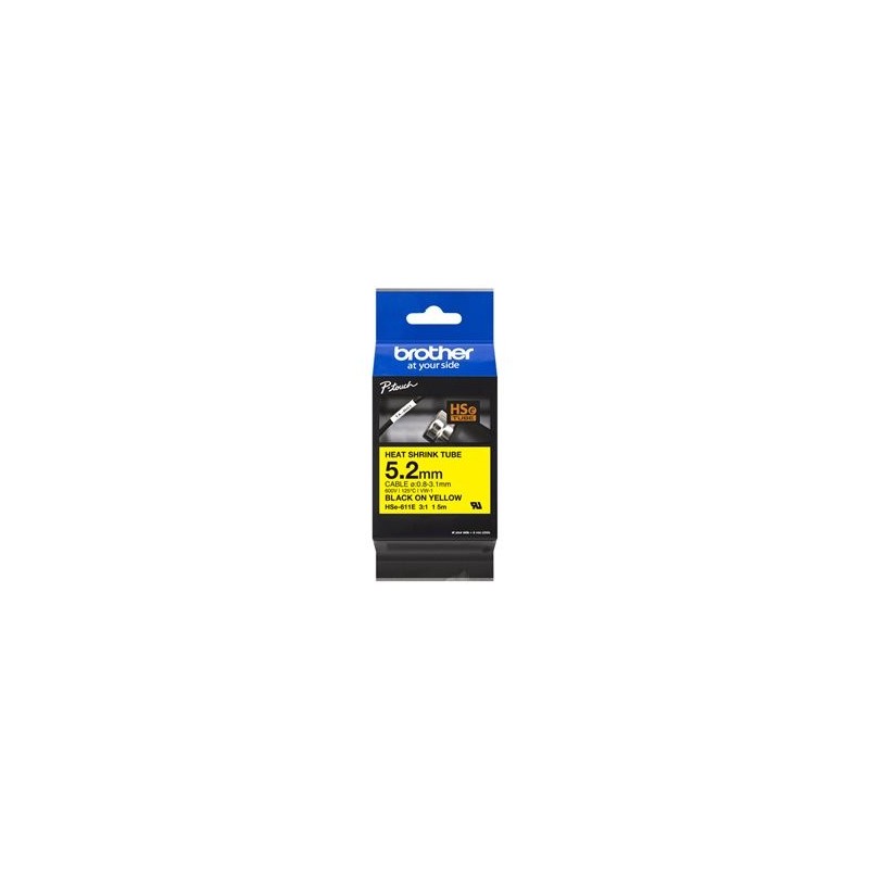 BROTHER Heat Shrink Tube Black on Yellow 5.2mm