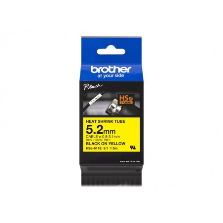 BROTHER Heat Shrink Tube Black on Yellow 5.2mm