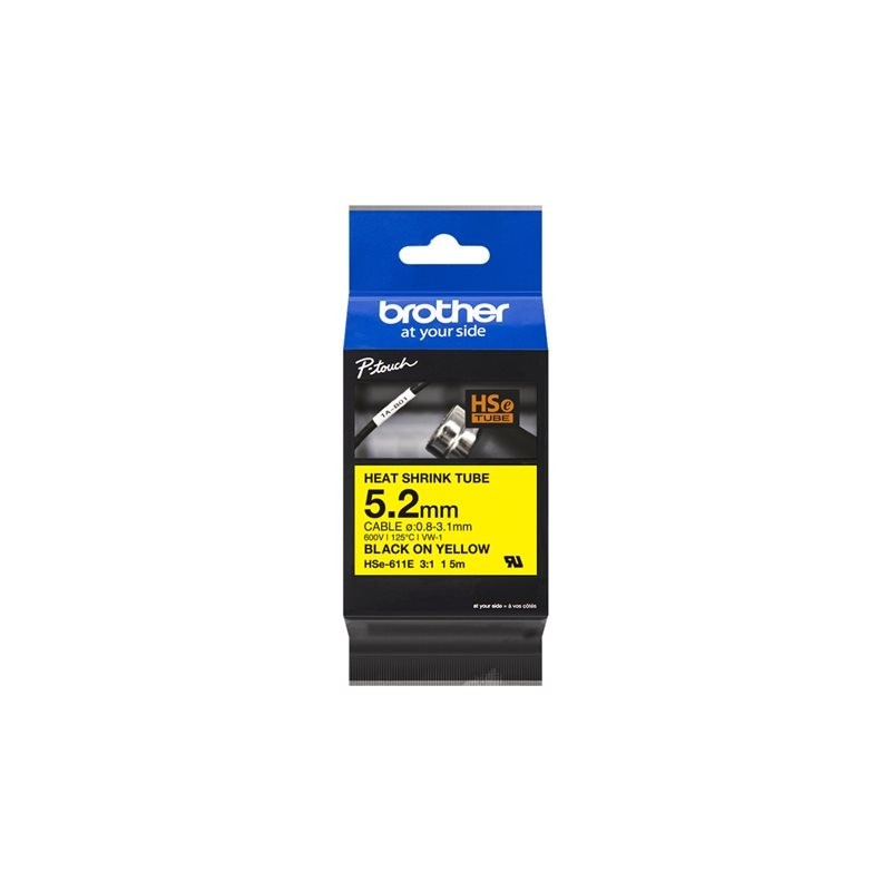 BROTHER Heat Shrink Tube Black on Yellow 5.2mm