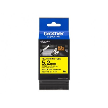 BROTHER Heat Shrink Tube Black on Yellow 5.2mm