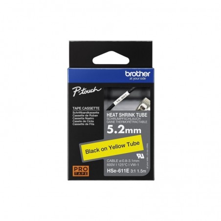 BROTHER Heat Shrink Tube Black on Yellow 5.2mm