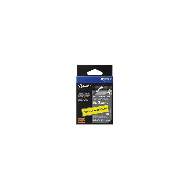 BROTHER Heat Shrink Tube Black on Yellow 5.2mm