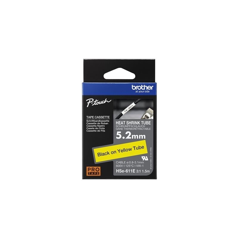 BROTHER Heat Shrink Tube Black on Yellow 5.2mm