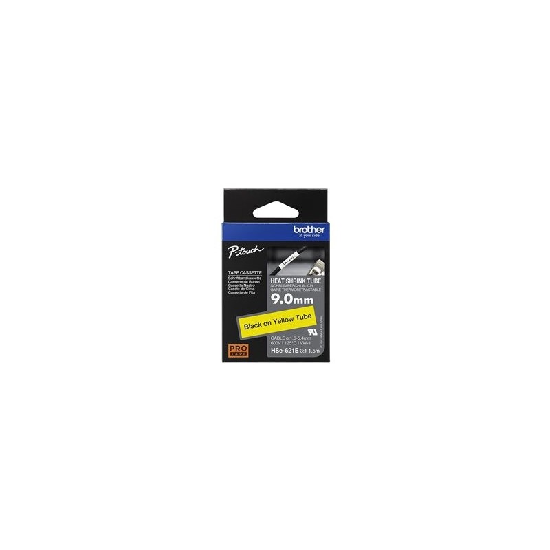 BROTHER Heat Shrink Tube Black on Yellow 9.0mm