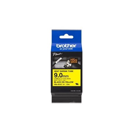 BROTHER Heat Shrink Tube Black on Yellow 9.0mm