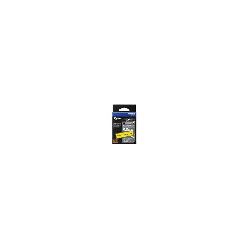 BROTHER Heat Shrink Tube Black on Yellow 9.0mm