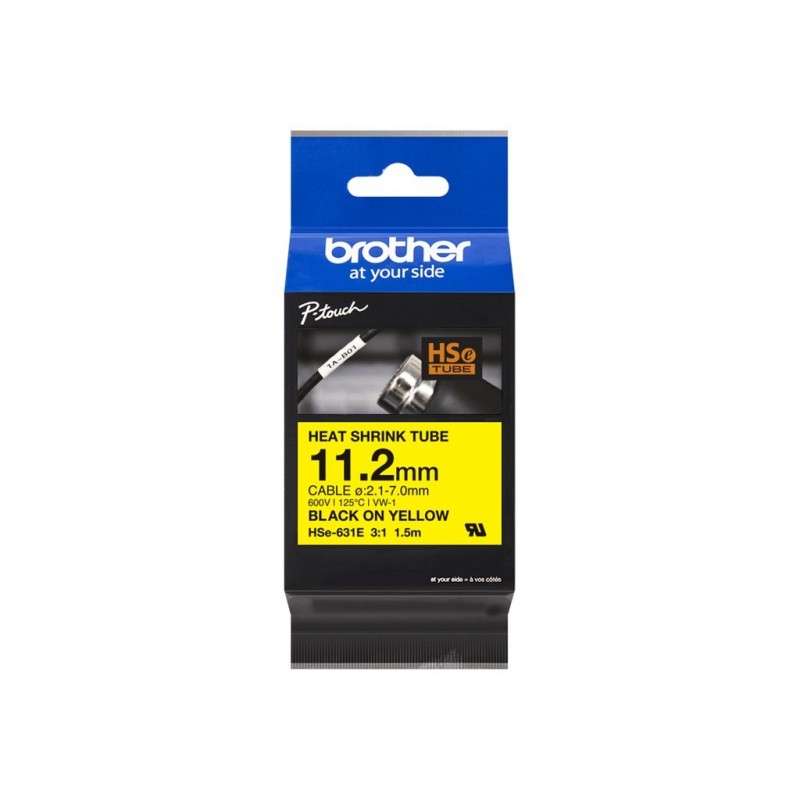 BROTHER Heat Shrink Tube Black on Yellow 11.2mm