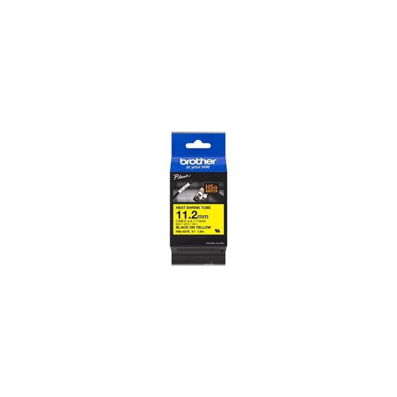 BROTHER Heat Shrink Tube Black on Yellow 11.2mm