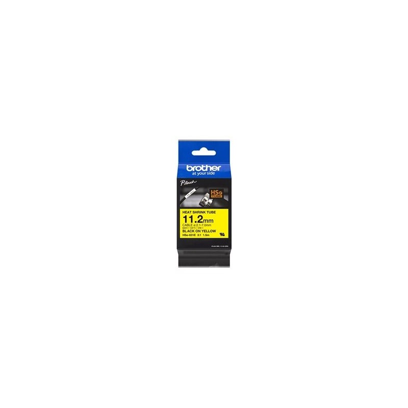 BROTHER Heat Shrink Tube Black on Yellow 11.2mm