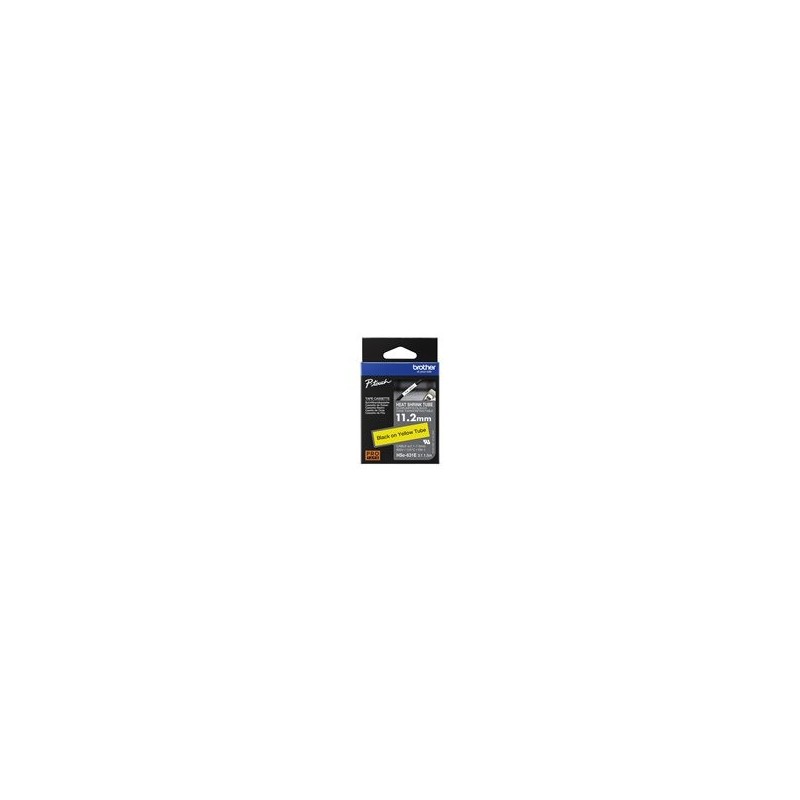 BROTHER Heat Shrink Tube Black on Yellow 11.2mm