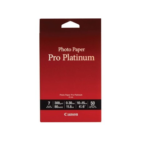Canon Photo Paper Pro Platinum PT-101, PT-101, foto papier, połysk, 2768B014, biały, 10x15cm, 4x6", 300 g/m2, 50 szt., atramen