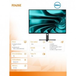 Monitor P2426HE 24 cale IPS FHD (1920x1200)/16:10/HDMI/2xDP/3xUSB/2xUSB-C/RJ45/3Y 