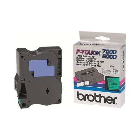BROTHER P-Touch TX-751 black on green 24mm