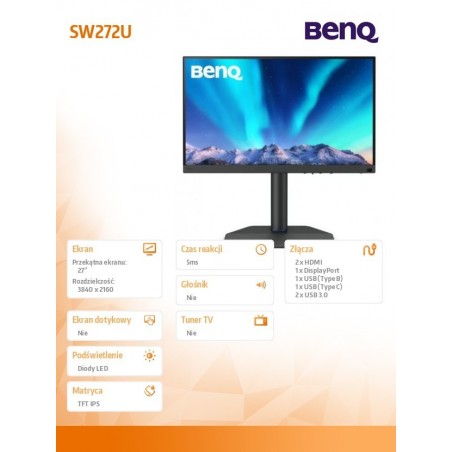 Monitor 27 cali SW272U 4K LED 5ms/QHD/IPS/HDMI Monitor 27 cali SW272U 4K LED 5ms/QHD/IPS/HDMI
